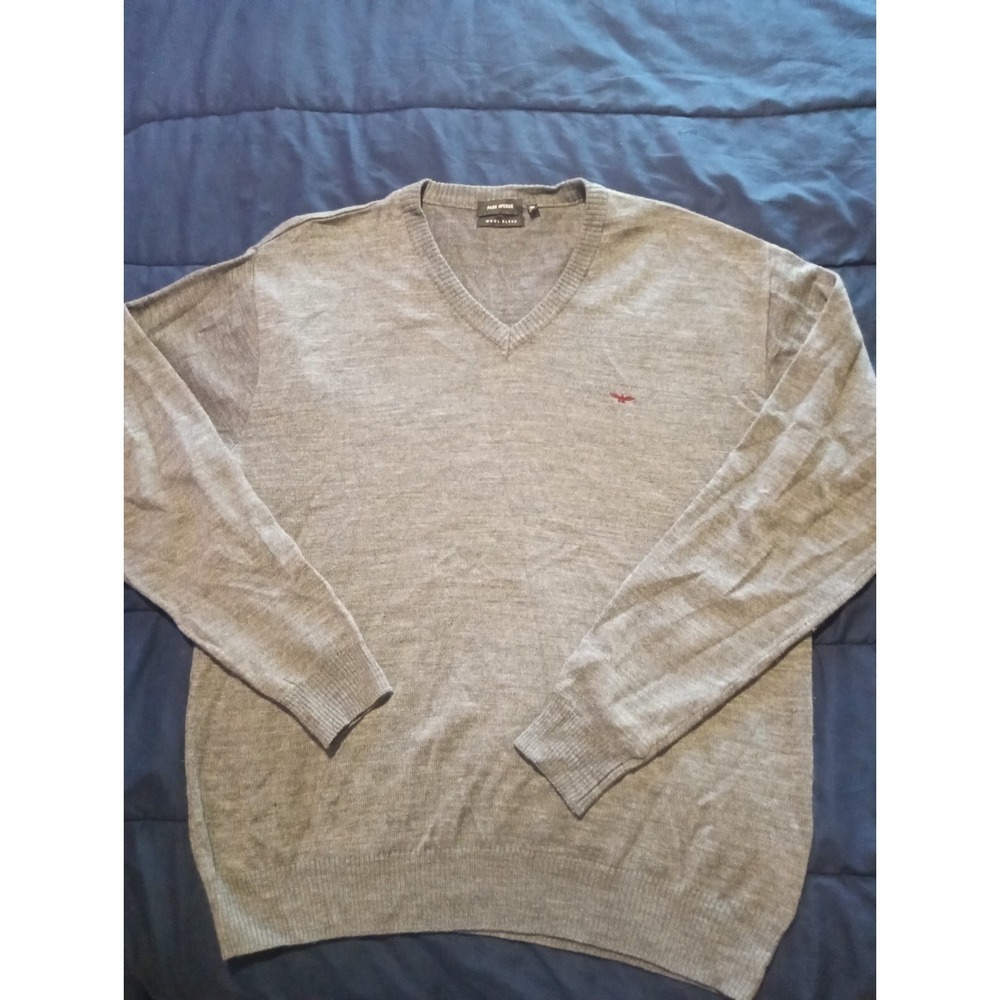 Park‎ Avenue Sweater Men's Large Gray V Neck Wool Blend